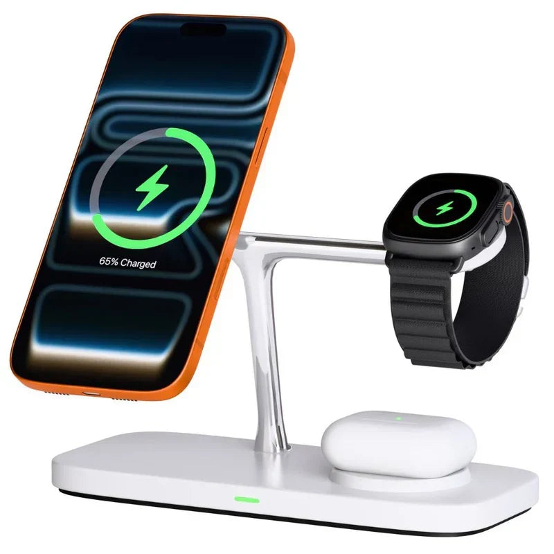 Elegant 3-in-1 Magnetic T-Bar Wireless Charging Dock For iPhone