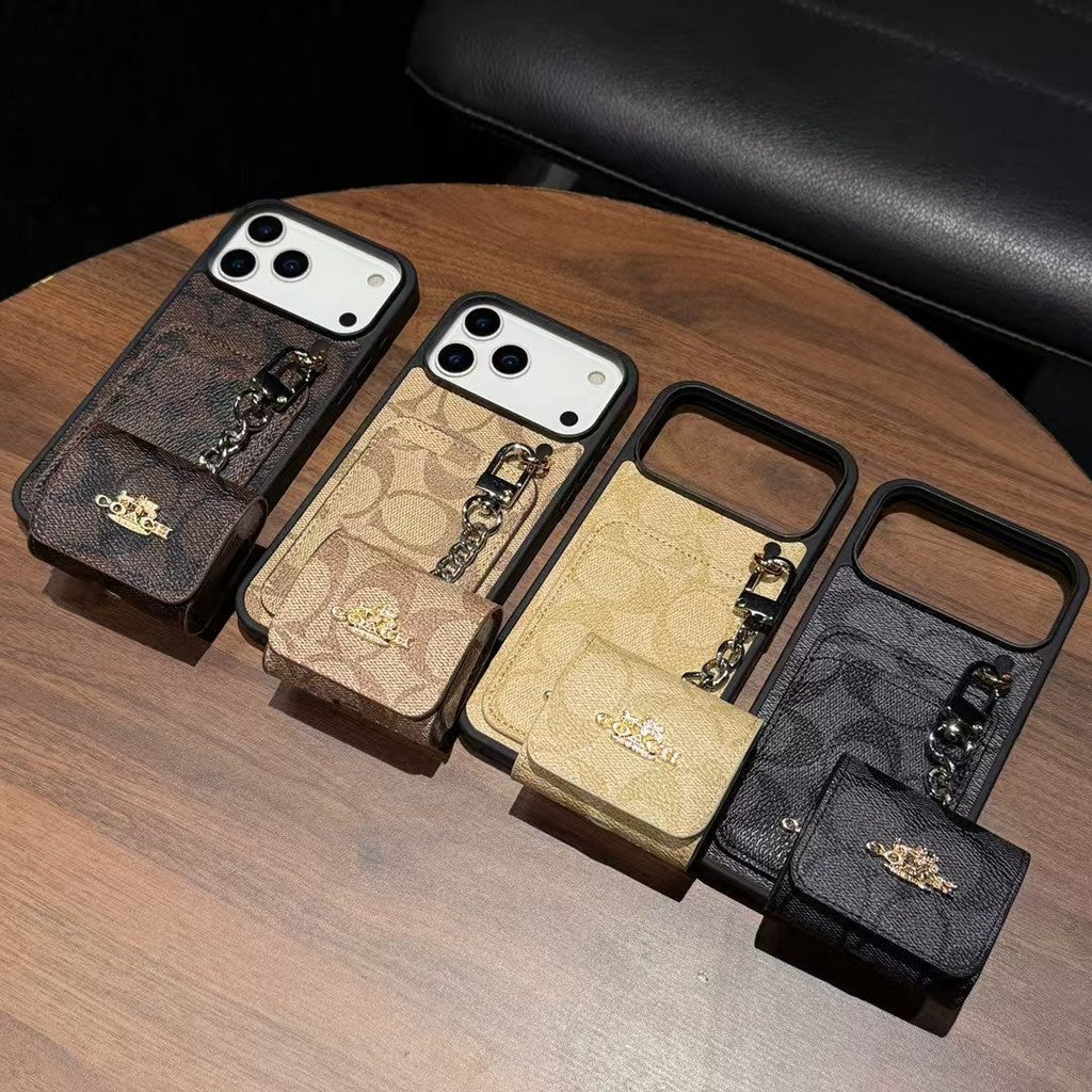 Luxury Designer Case with AirPods Pouch - iPhone 12-18 Pro & Pro Max