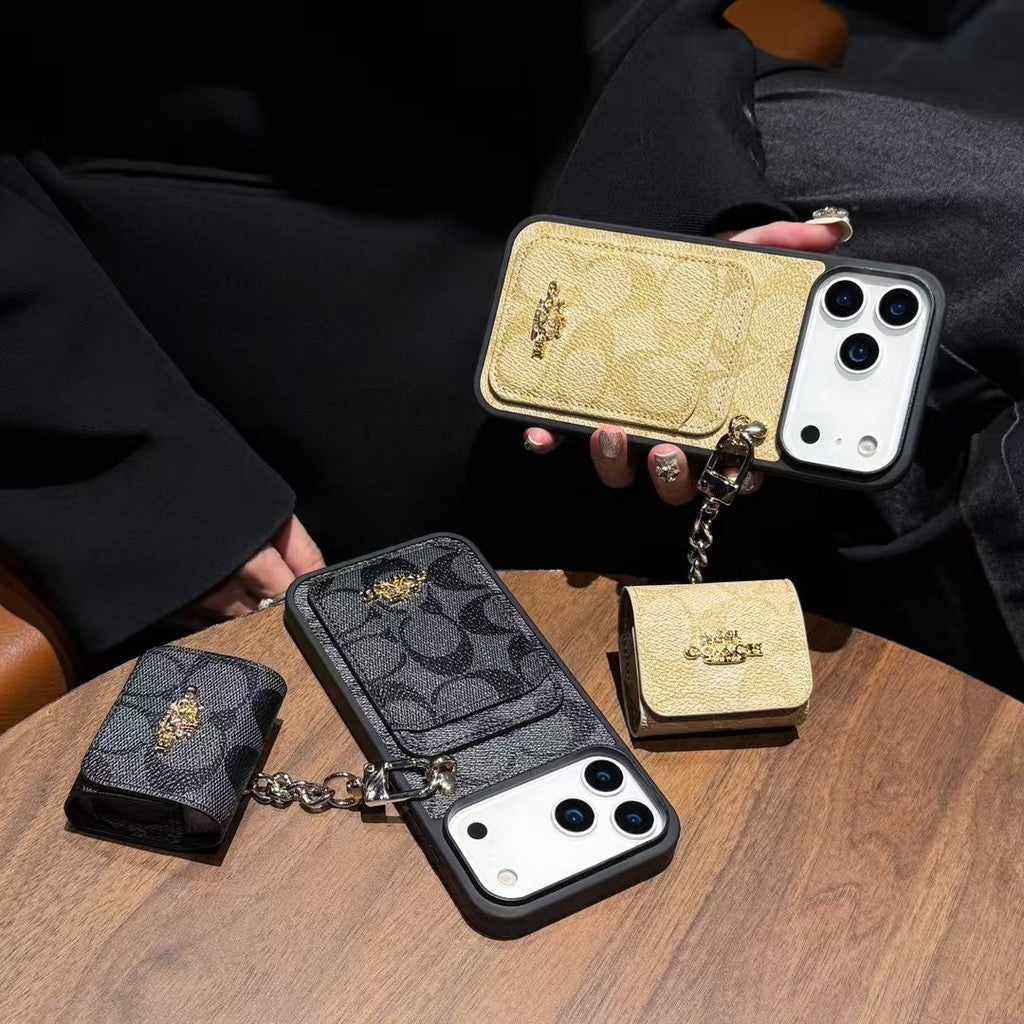 Luxury Designer Case with AirPods Pouch - iPhone 12-18 Pro & Pro Max